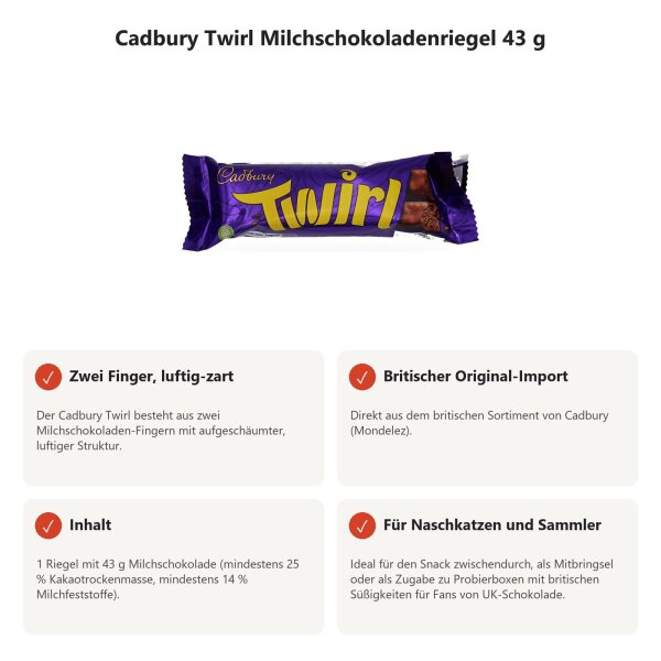 Cadbury Twirl Chocolate Bar 43 g