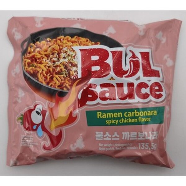 Bul Sauce Ramen Carbonara 135,5 g – scharfe koreanische Instant-Nudeln, Spicy Chicken Flavor
