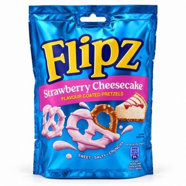 Flipz Strawberry Cheesecake 90 g – Brezeln mit Erdbeer-Käsekuchen-Überzug