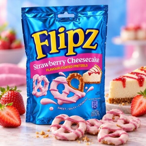 Flipz Strawberry Cheesecake 90 g – Brezeln mit Erdbeer-Käsekuchen-Überzug