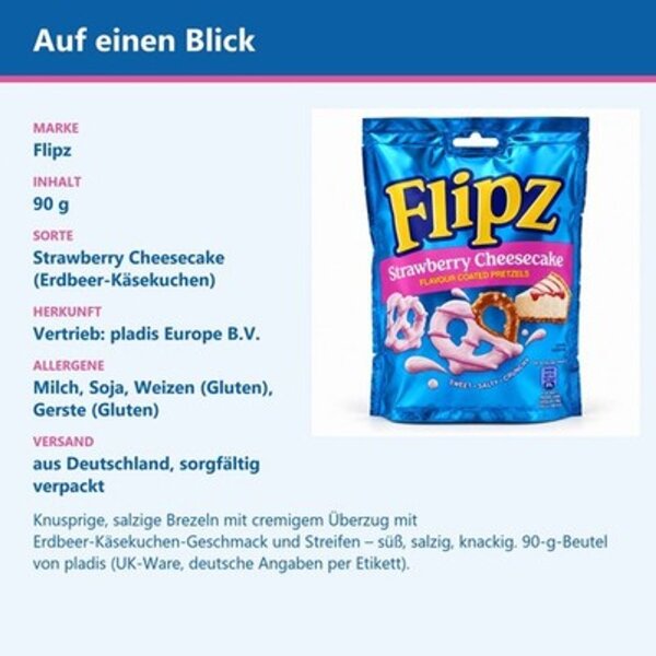 Flipz Strawberry Cheesecake 90 g – Brezeln mit Erdbeer-Käsekuchen-Überzug