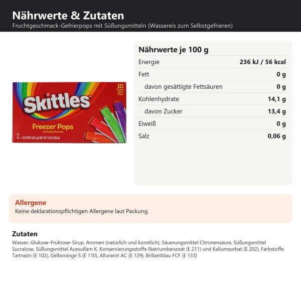 Skittles Freezer Pops 283 g