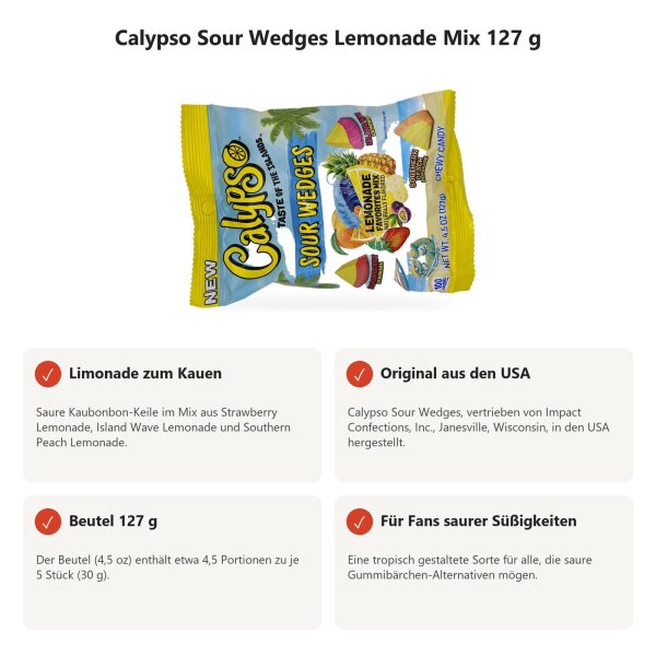 Calypso Sour Wedges Lemonade Mix 127 g