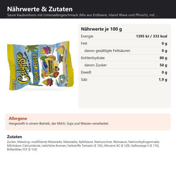 Calypso Sour Wedges Lemonade Mix 127 g