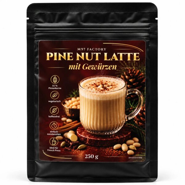 M97 Factory Pine Nut Latte mit Gewürzen 250 g – Pinienkern-Latte mit Zimt, Ingwer, Kardamom, Nelken & Kurkuma