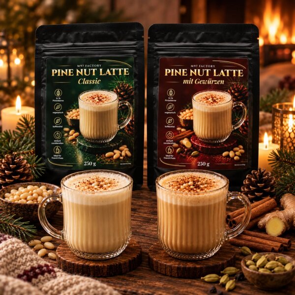 M97 Factory Pine Nut Latte mit Gewürzen 250 g – Pinienkern-Latte mit Zimt, Ingwer, Kardamom, Nelken & Kurkuma