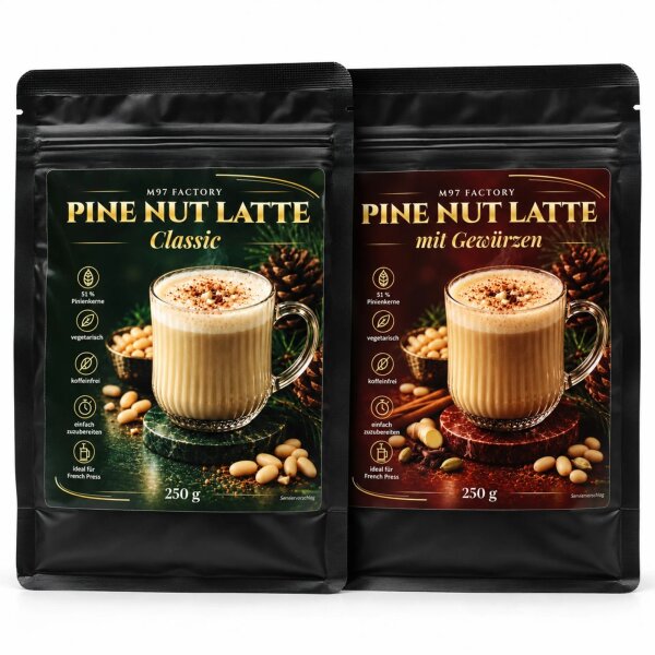 M97 Factory Pine Nut Latte mit Gewürzen 250 g – Pinienkern-Latte mit Zimt, Ingwer, Kardamom, Nelken & Kurkuma